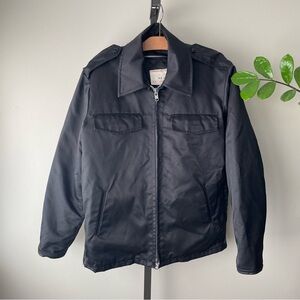 Vintage Canadian Police Zip Bomber Style Jacket Shiny Black 90s 1990s Men’s XL